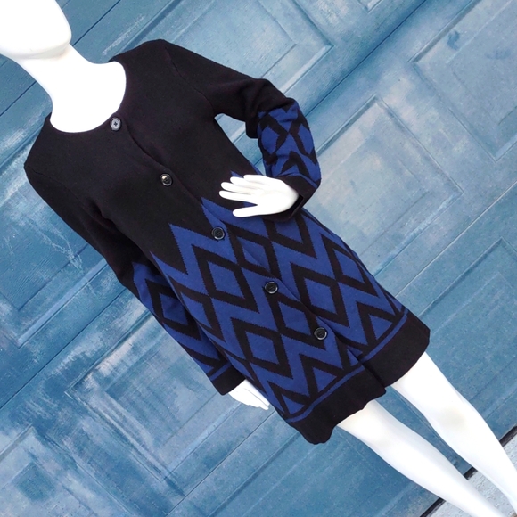 ANN TAYLOR Diamond Jacquard Cardigan Coatigan - Picture 4 of 17